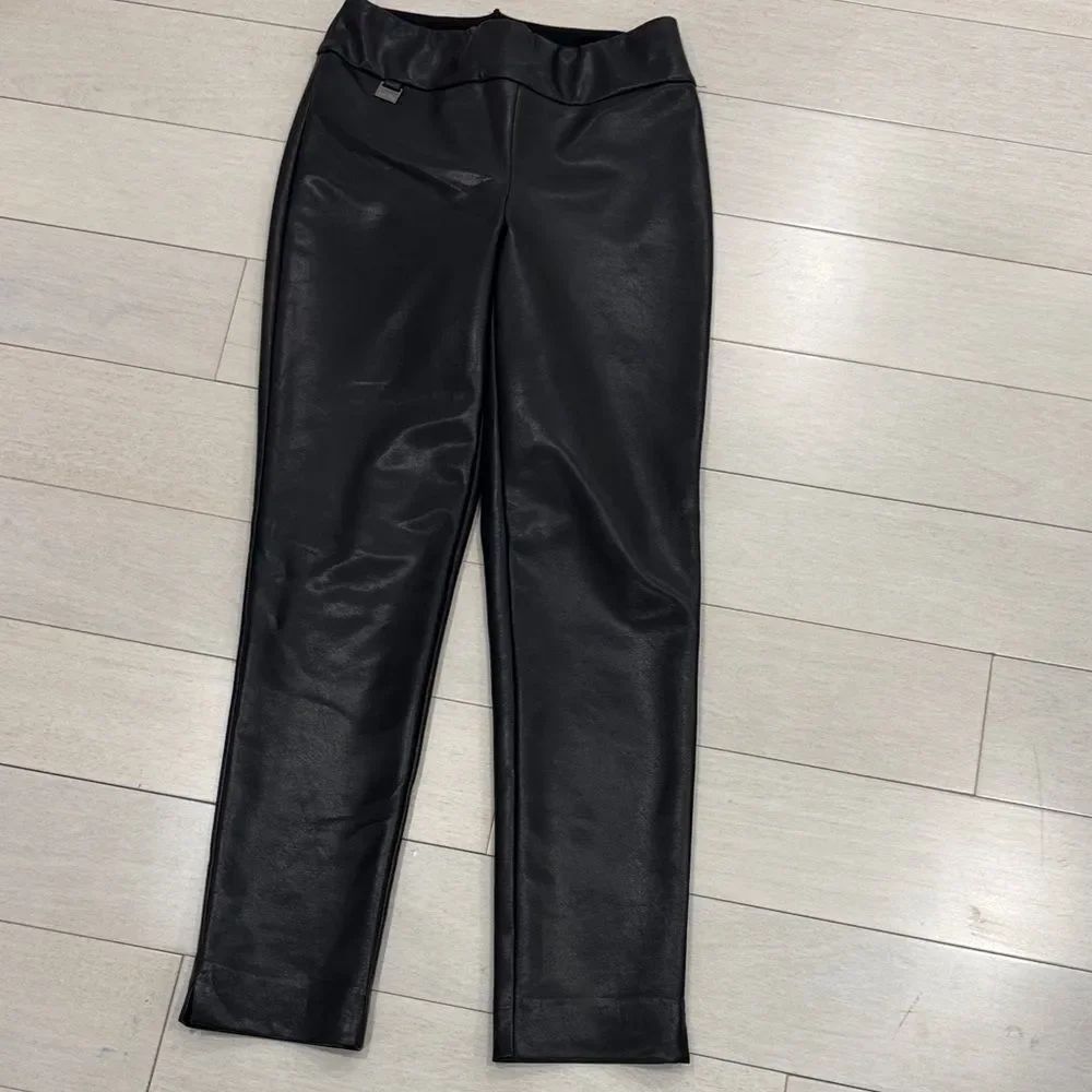 Joseph Ribkoff Black Faux Leather Trousers